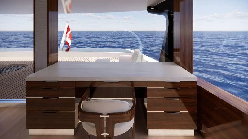a table on a boat aboard AZURE III Yacht for Sale