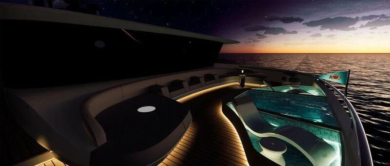 a view of a boat on a water body aboard AZURE III Yacht for Sale