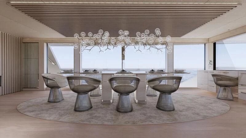 a room with a group of sinks aboard AZURE III Yacht for Sale
