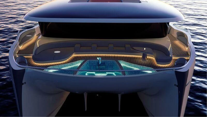 the back of a car aboard AZURE III Yacht for Sale
