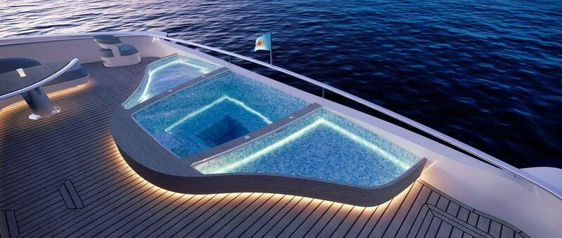 a ship on the water aboard AZURE III Yacht for Sale