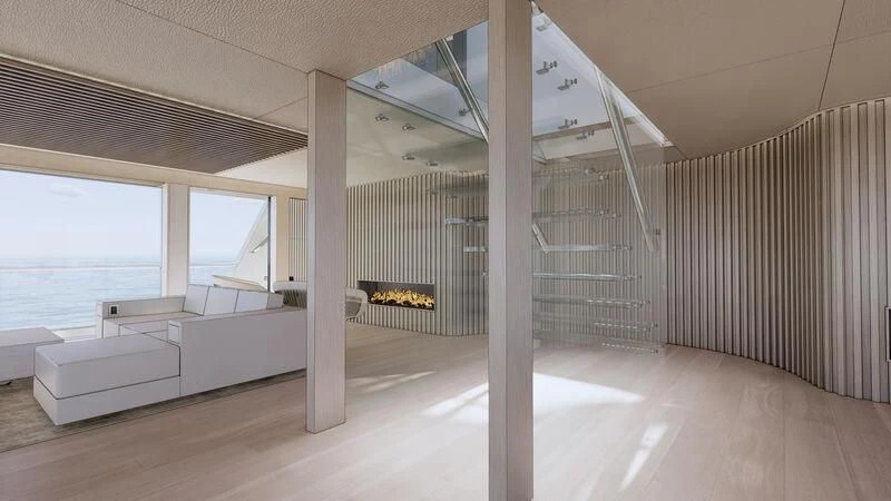 a room with a large glass ceiling aboard AZURE III Yacht for Sale