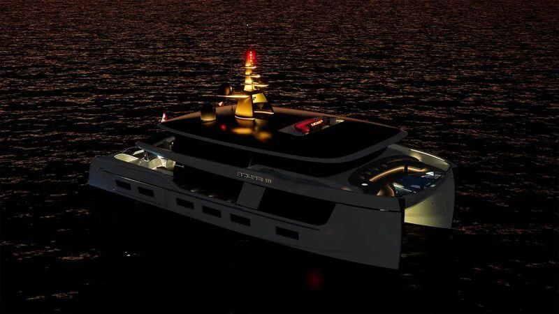 a boat in the water aboard AZURE III Yacht for Sale