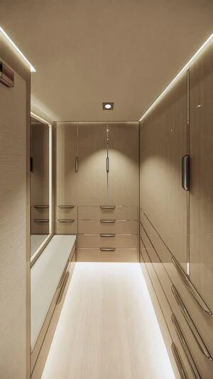 a bathroom with a large mirror aboard AZURE III Yacht for Sale