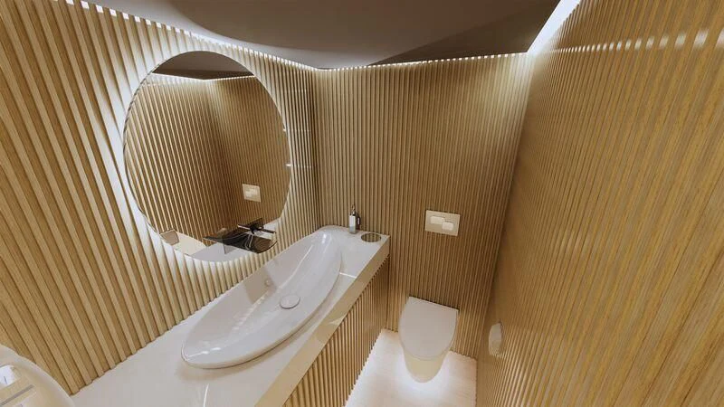 a bathroom with a tub sink and toilet aboard AZURE III Yacht for Sale