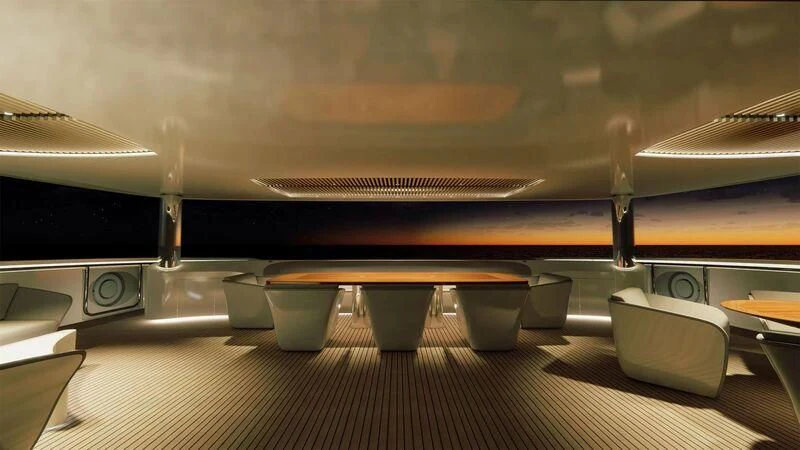 a close-up of a desk aboard AZURE III Yacht for Sale