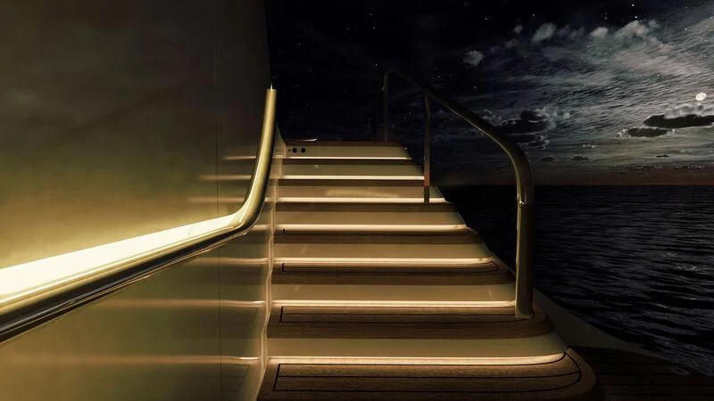 a staircase leading to the ocean aboard AZURE III Yacht for Sale