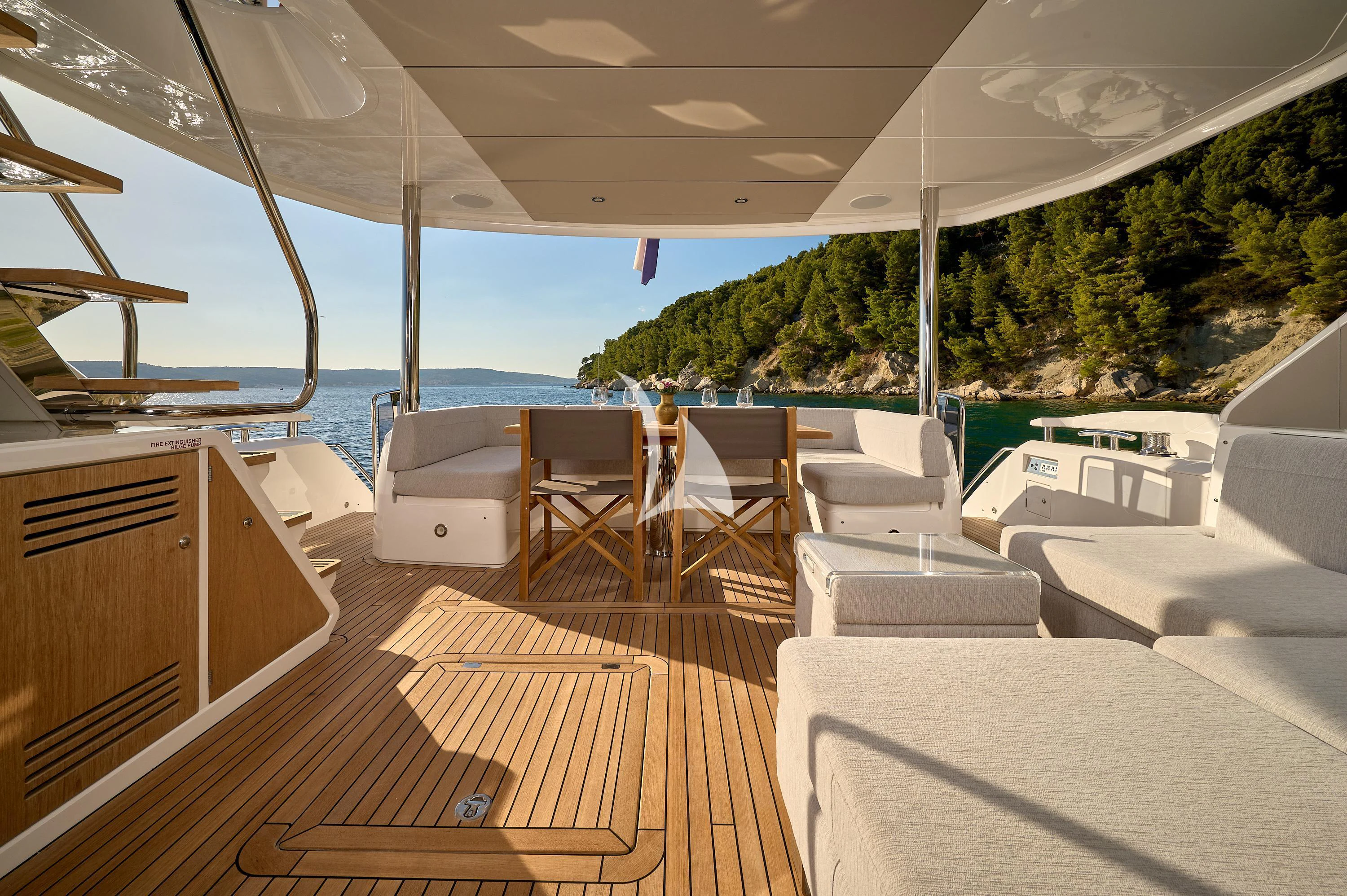 a boat on a deck aboard HIDEAWAY Yacht for Charter