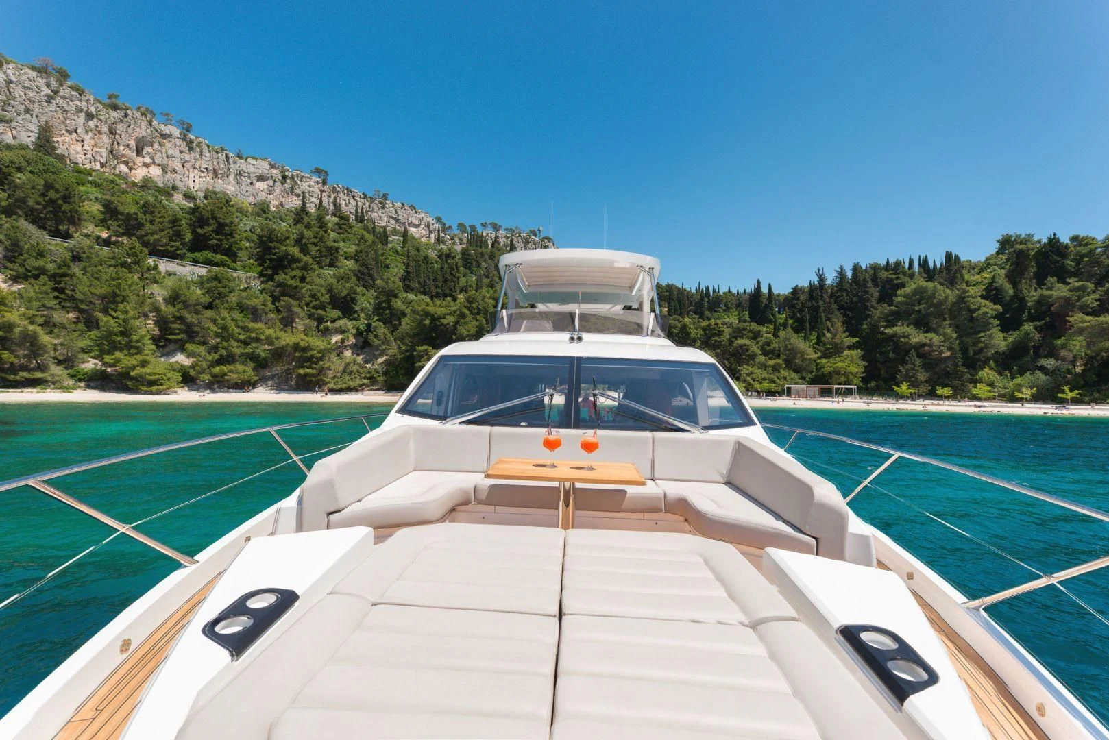a boat on the water aboard HIDEAWAY Yacht for Charter