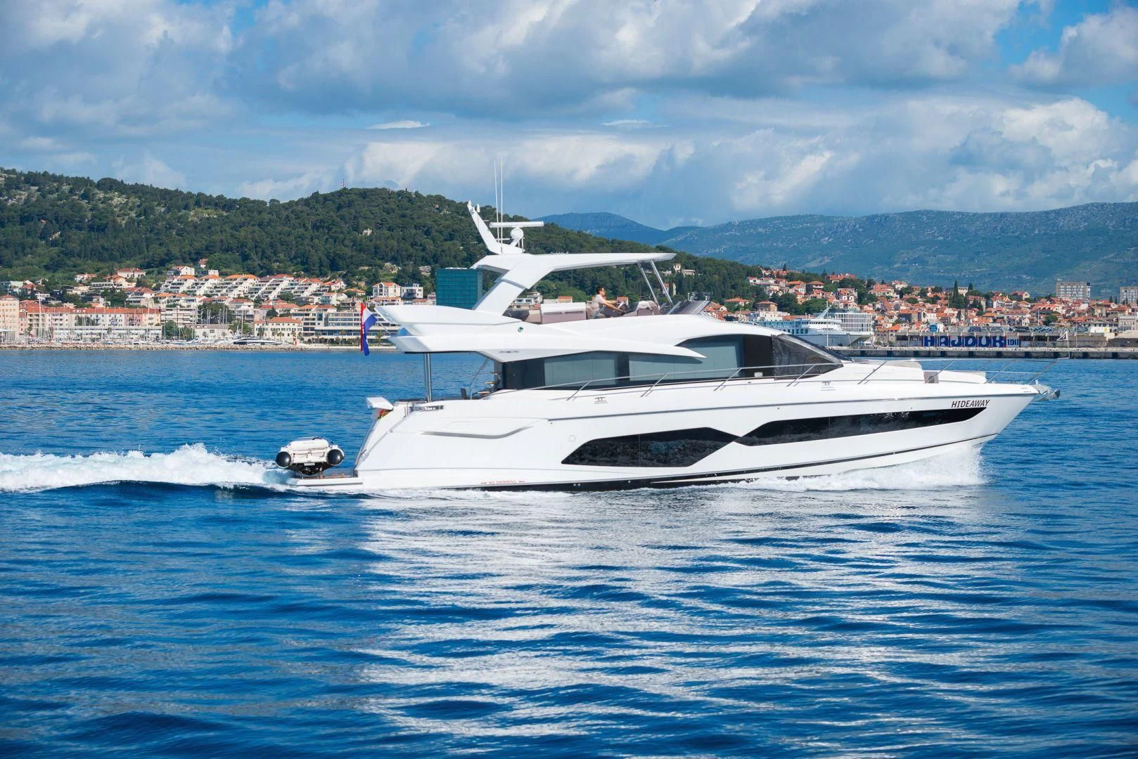 a boat on the water aboard HIDEAWAY Yacht for Charter