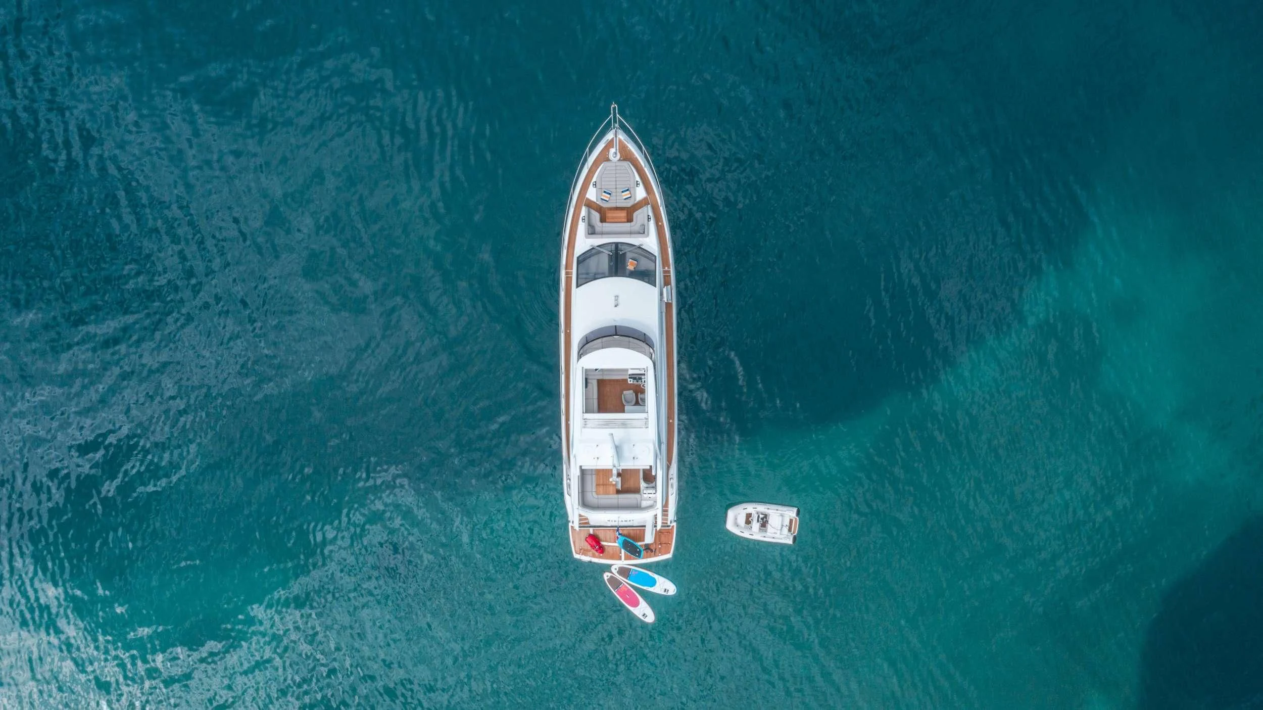 a boat in the water aboard HIDEAWAY Yacht for Charter