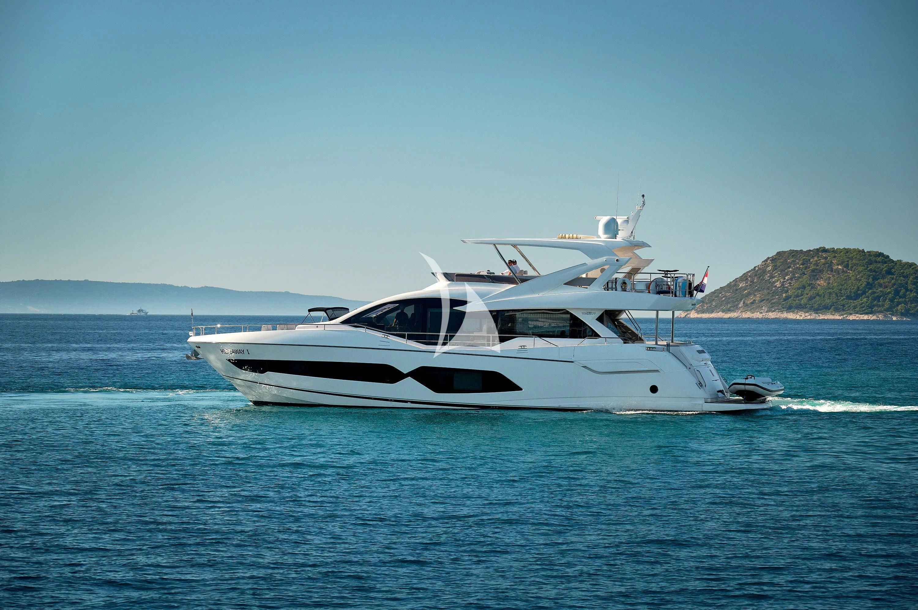 a boat in the water aboard HIDEAWAY Yacht for Charter