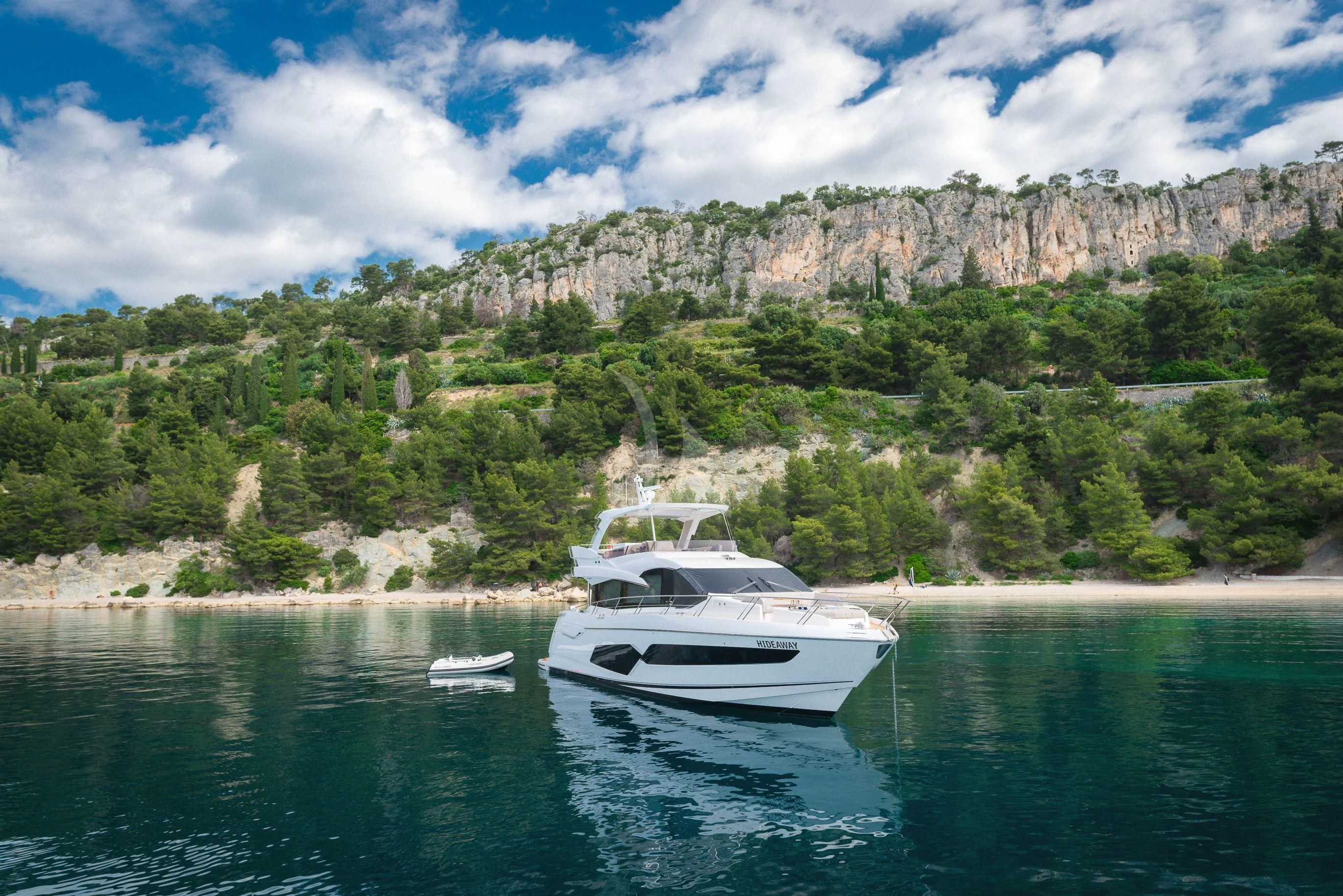 a boat in the water aboard HIDEAWAY Yacht for Charter