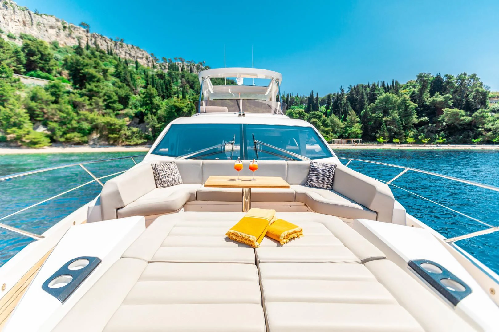 a boat on the water aboard HIDEAWAY Yacht for Charter