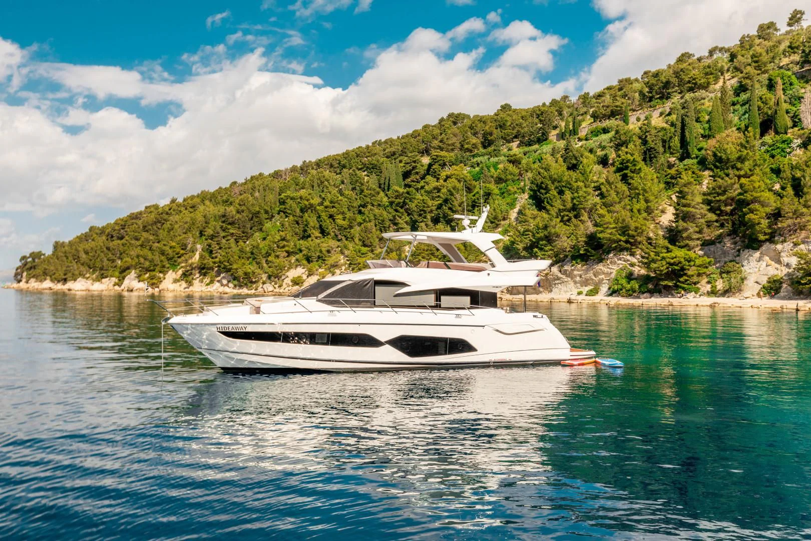 a boat on the water aboard HIDEAWAY Yacht for Charter
