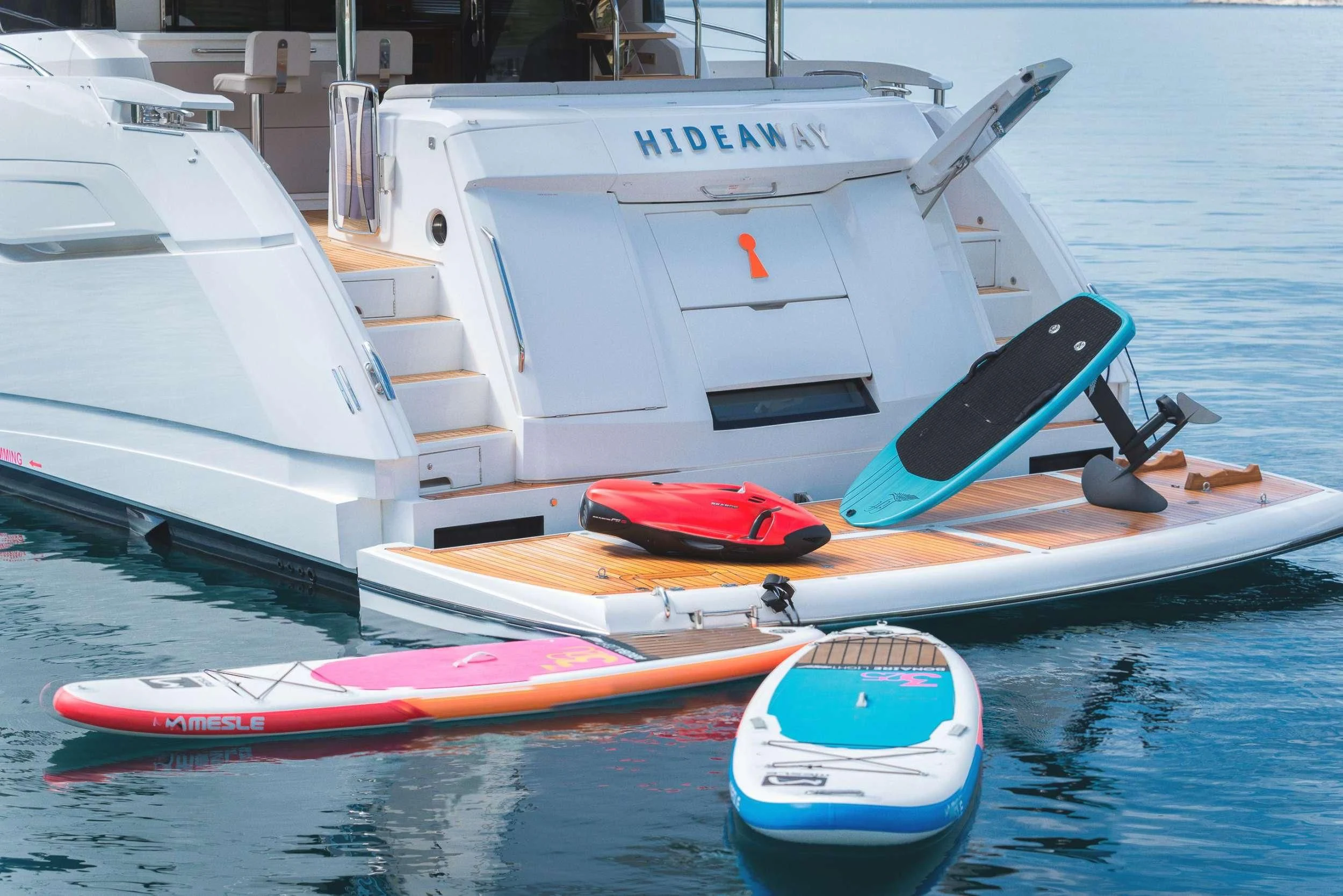 a boat on the water aboard HIDEAWAY Yacht for Charter