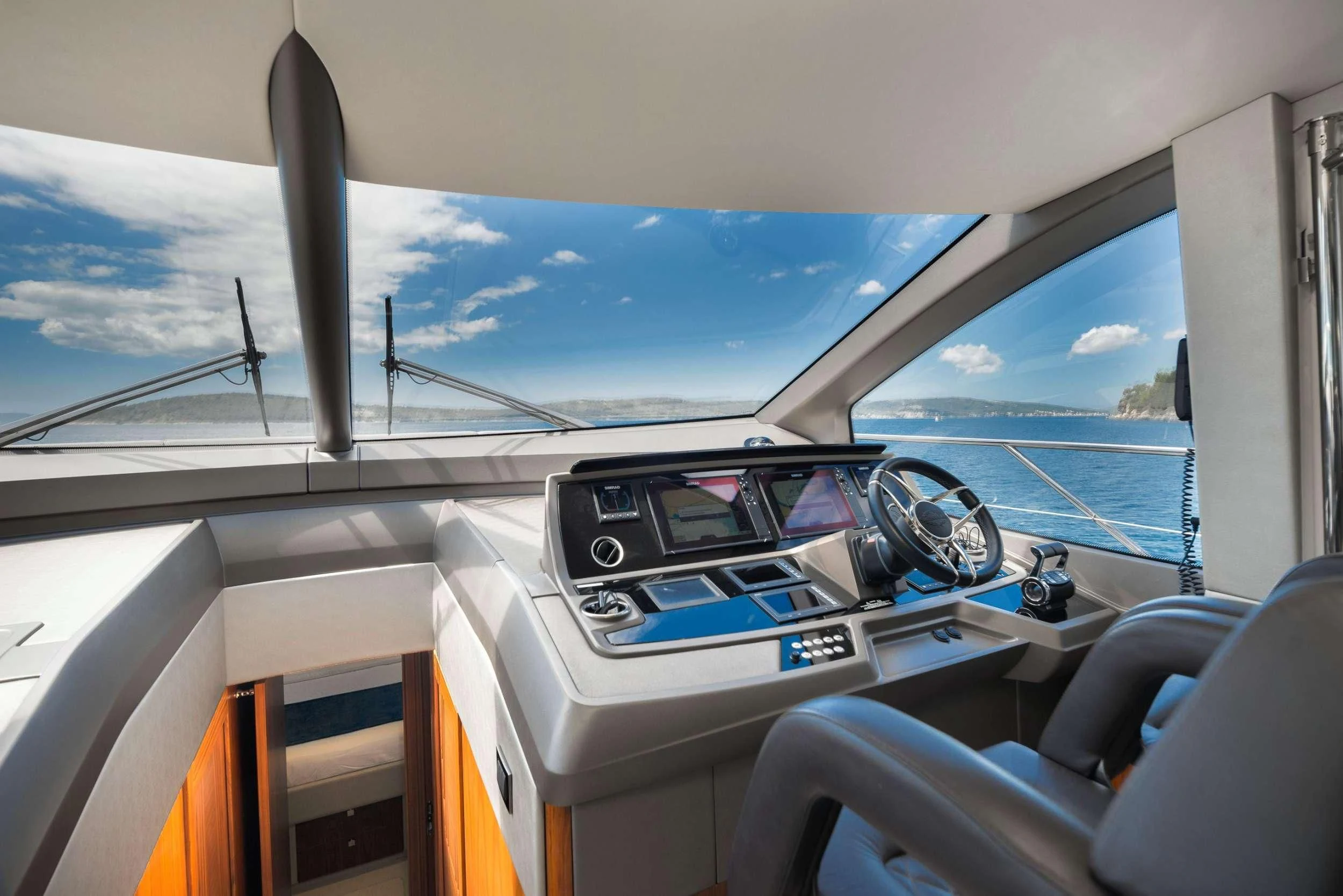 inside of a car aboard HIDEAWAY Yacht for Charter