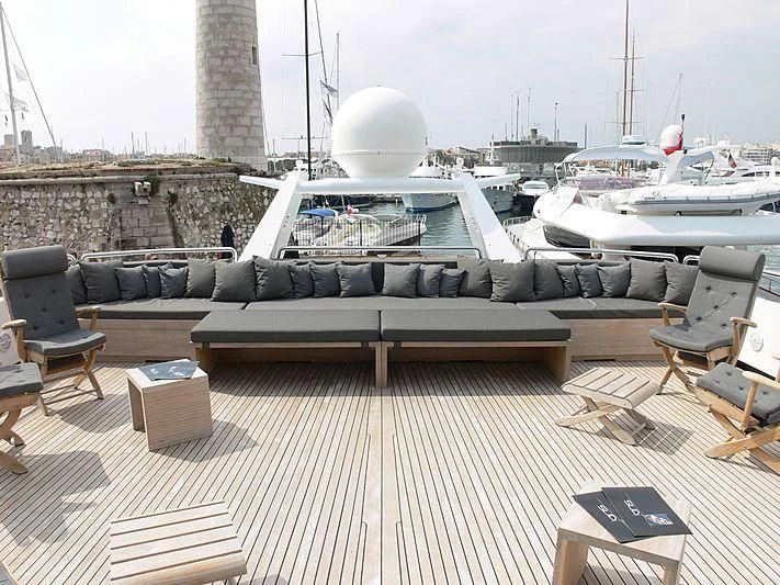 a deck with a group of boats aboard LADY IN BLUE Yacht for Sale
