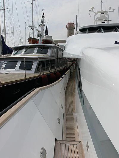 a group of boats are parked in a harbor aboard LADY IN BLUE Yacht for Sale
