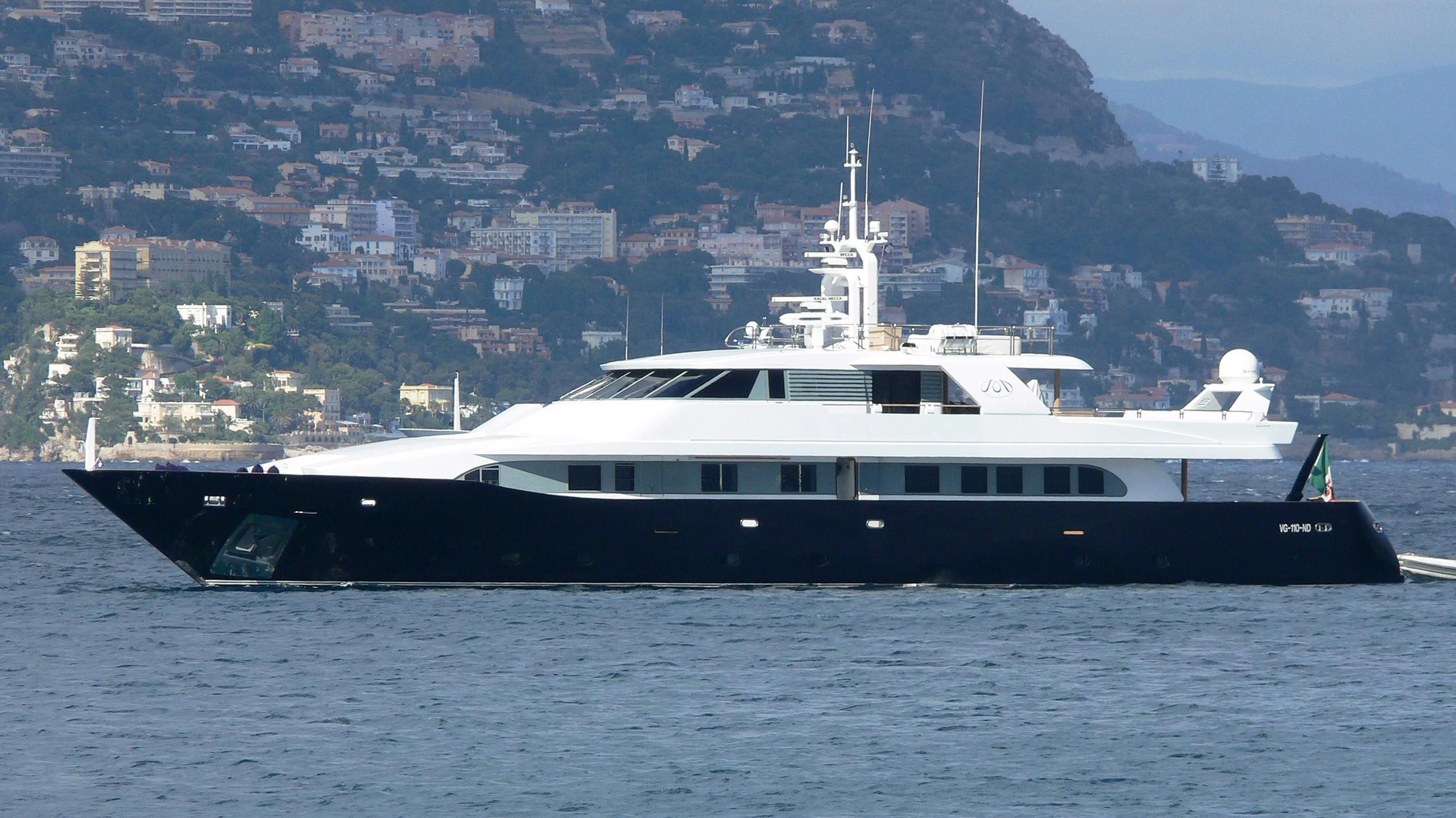 a large ship in the water aboard LADY IN BLUE Yacht for Sale