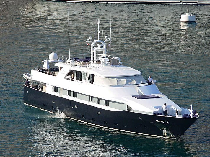 a large boat in the water aboard LADY IN BLUE Yacht for Sale