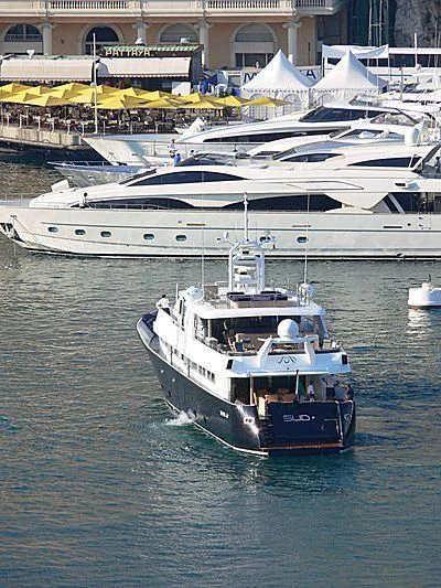 a couple of boats on the water aboard LADY IN BLUE Yacht for Sale