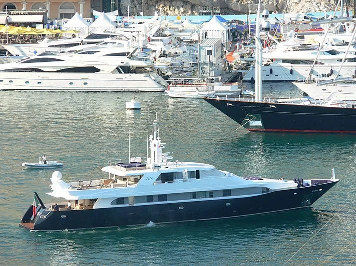 a boat in the water aboard LADY IN BLUE Yacht for Sale