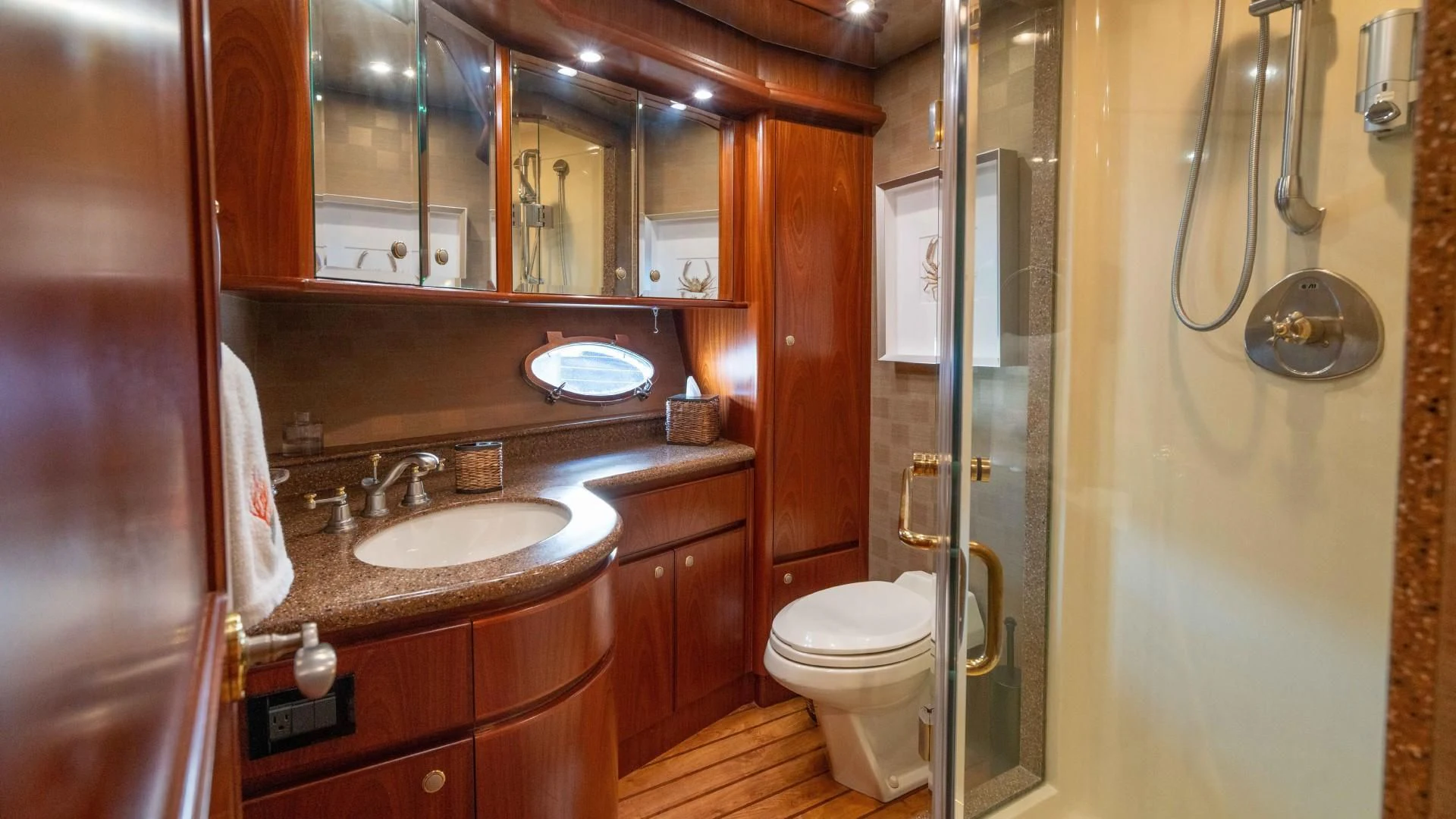 a bathroom with a sink and a toilet aboard FAN TAIL Yacht for Sale