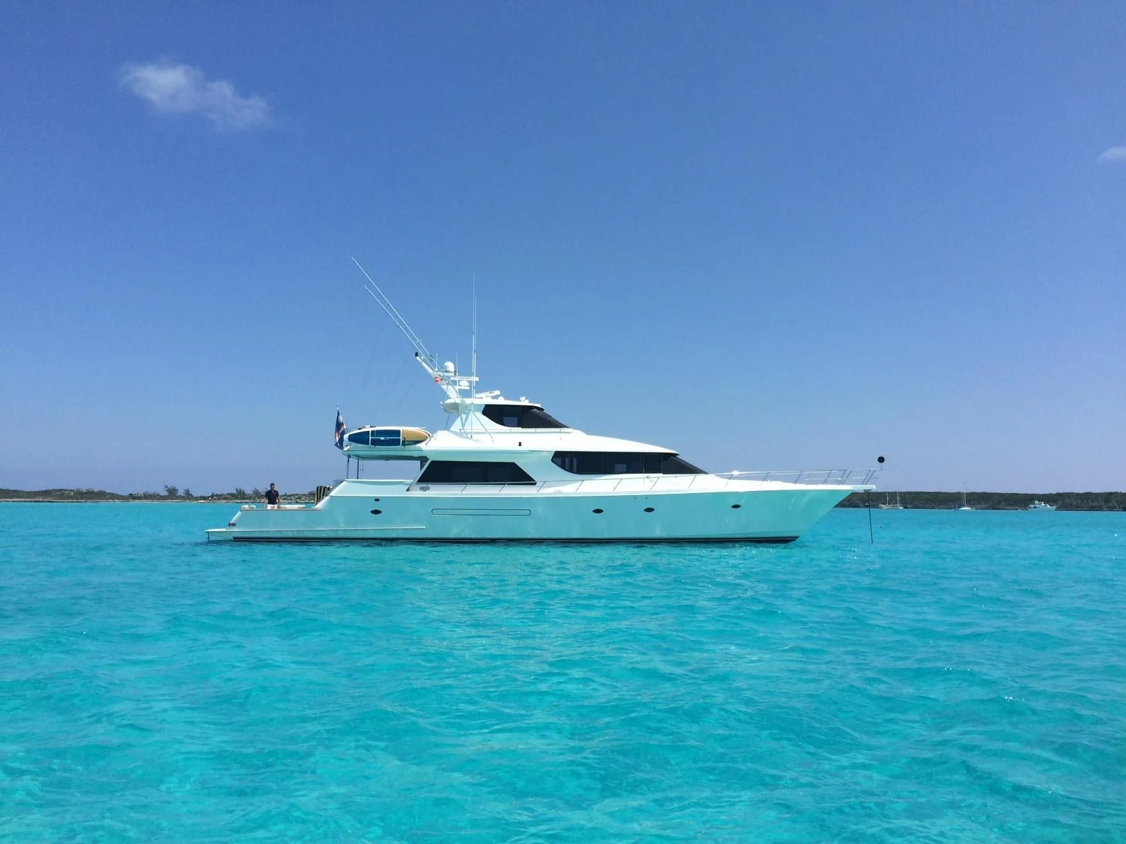 a white boat in the water aboard FAN TAIL Yacht for Sale