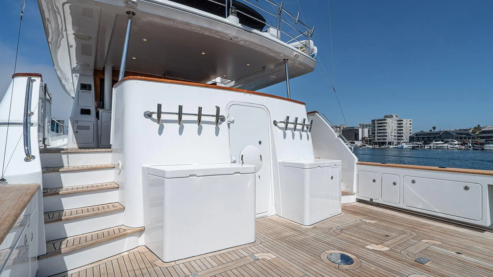 a boat with a large white container aboard FAN TAIL Yacht for Sale