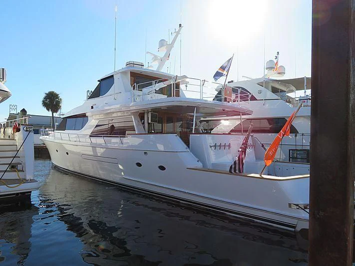a boat docked at a pier aboard FAN TAIL Yacht for Sale