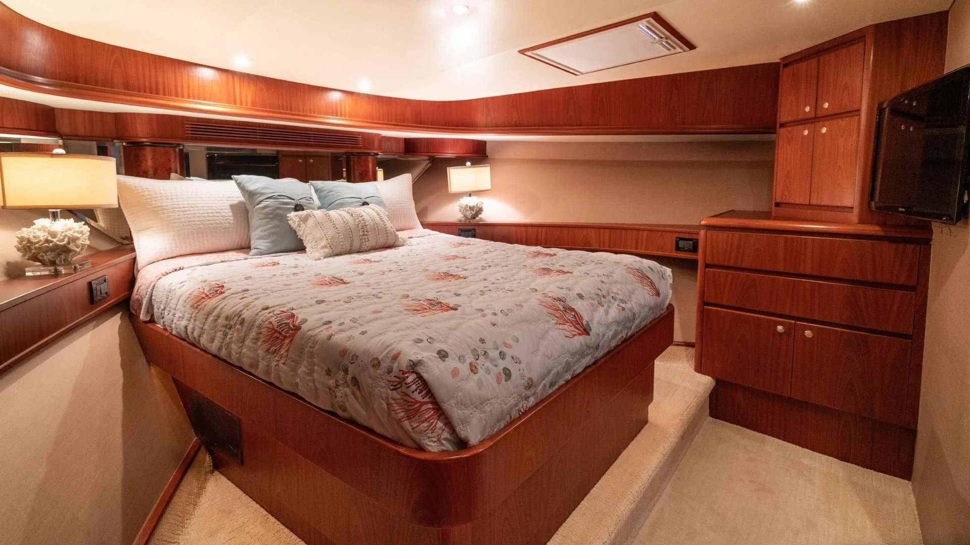 a bed in a room aboard FAN TAIL Yacht for Sale
