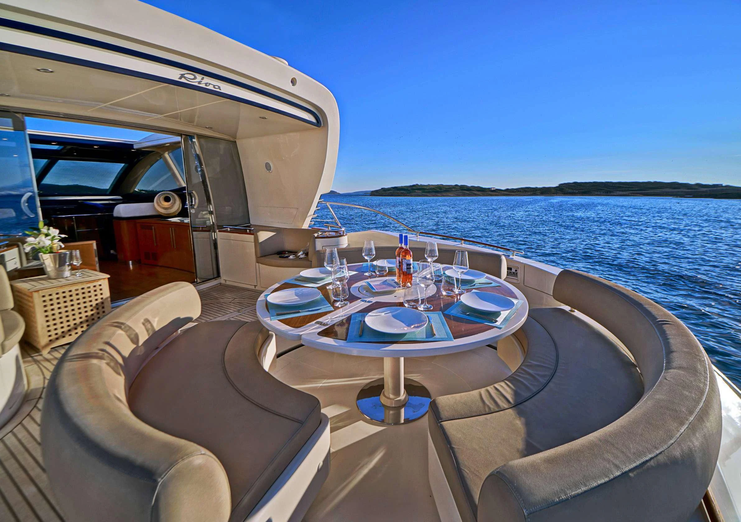 a table on a boat aboard SEA U Yacht for Charter