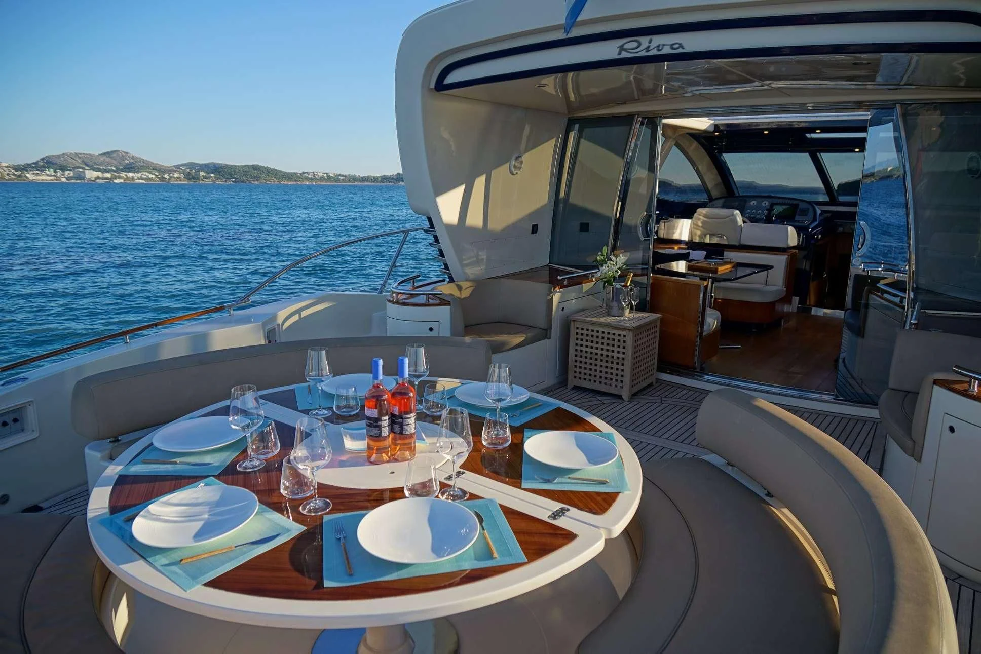 a table on a boat aboard SEA U Yacht for Charter