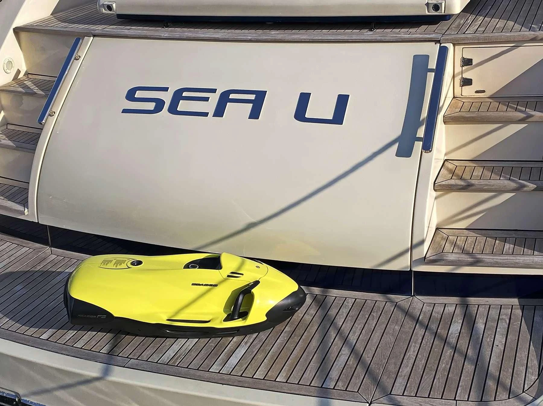 a yellow banana in a box aboard SEA U Yacht for Charter