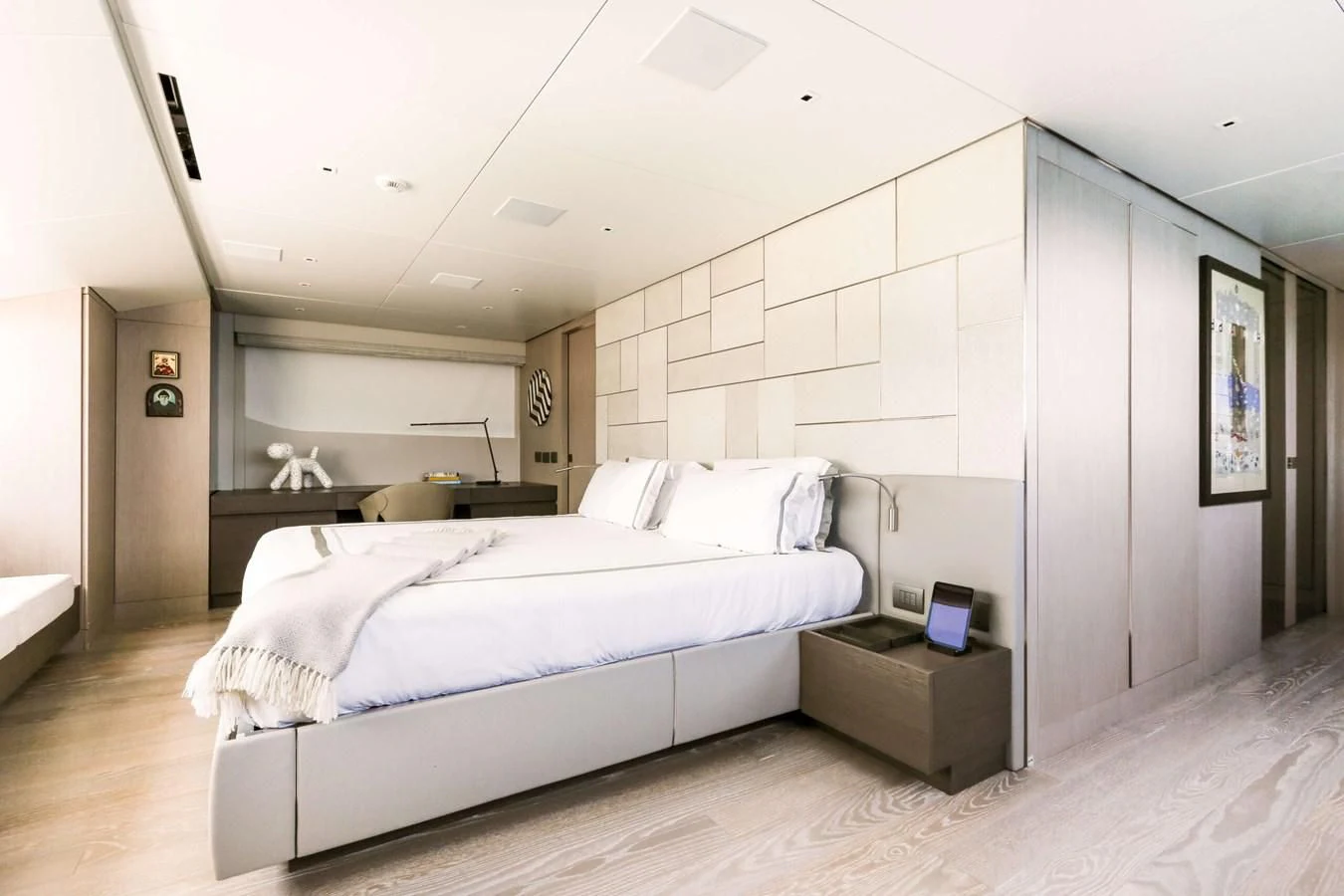 a room with a bed and a desk aboard 2022 SANLORENZO SL120A Yacht for Sale