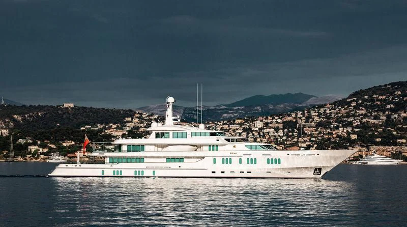 a large white ship in the water aboard SIRAN Yacht for Sale