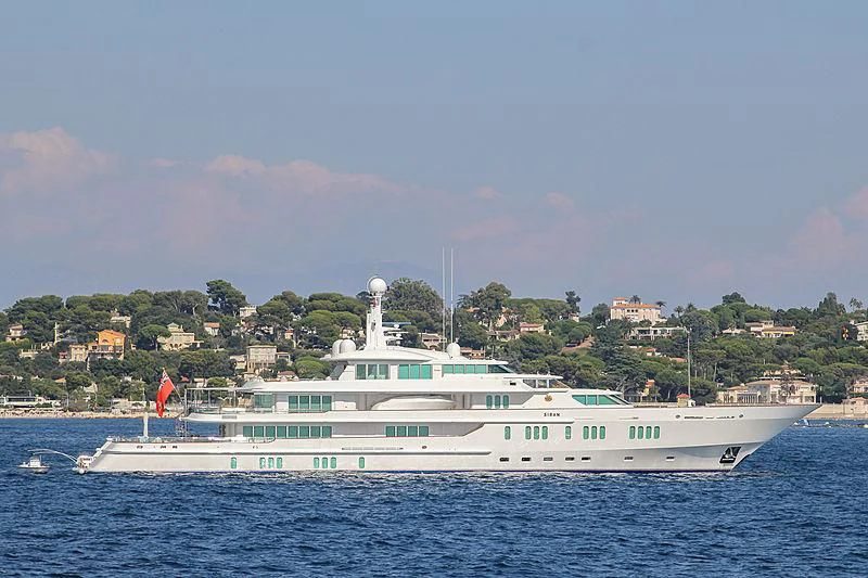 a large white boat in the water aboard SIRAN Yacht for Sale