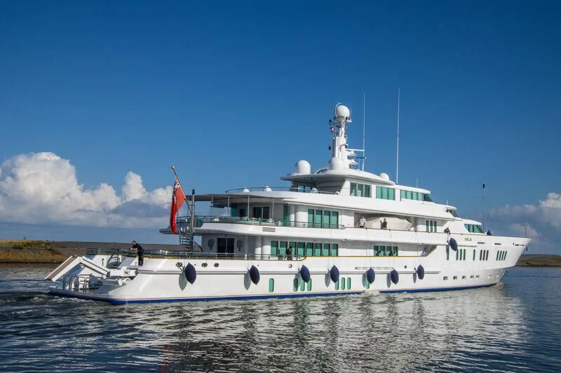 a large white boat aboard SIRAN Yacht for Sale