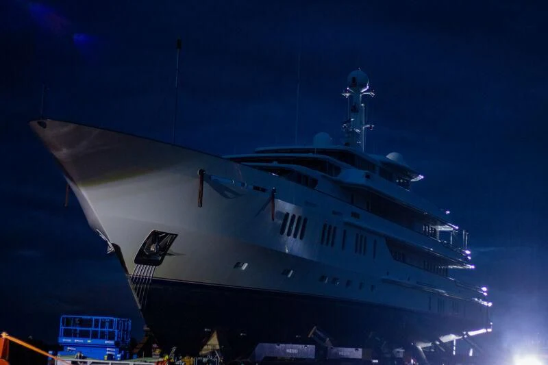 a large ship with lights on it aboard SIRAN Yacht for Sale