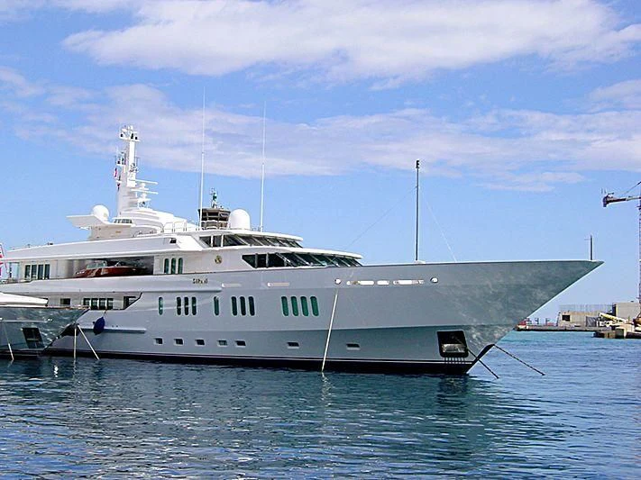 a large white yacht aboard SIRAN Yacht for Sale