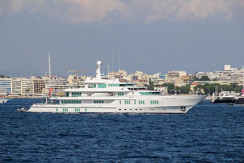 a large white boat in the water aboard SIRAN Yacht for Sale