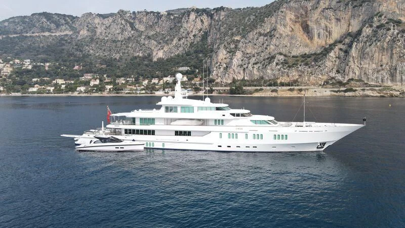 a white boat in the water aboard SIRAN Yacht for Sale