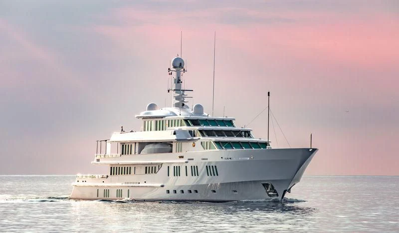 a white boat in the water aboard SIRAN Yacht for Sale