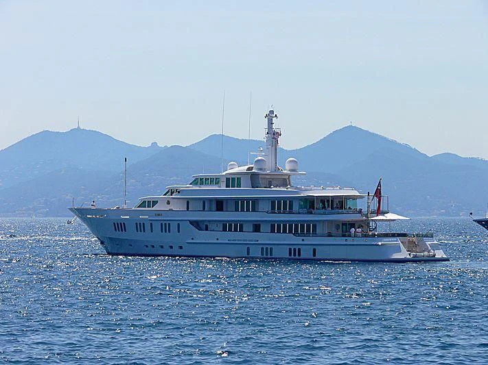 a large boat in the water aboard SIRAN Yacht for Sale