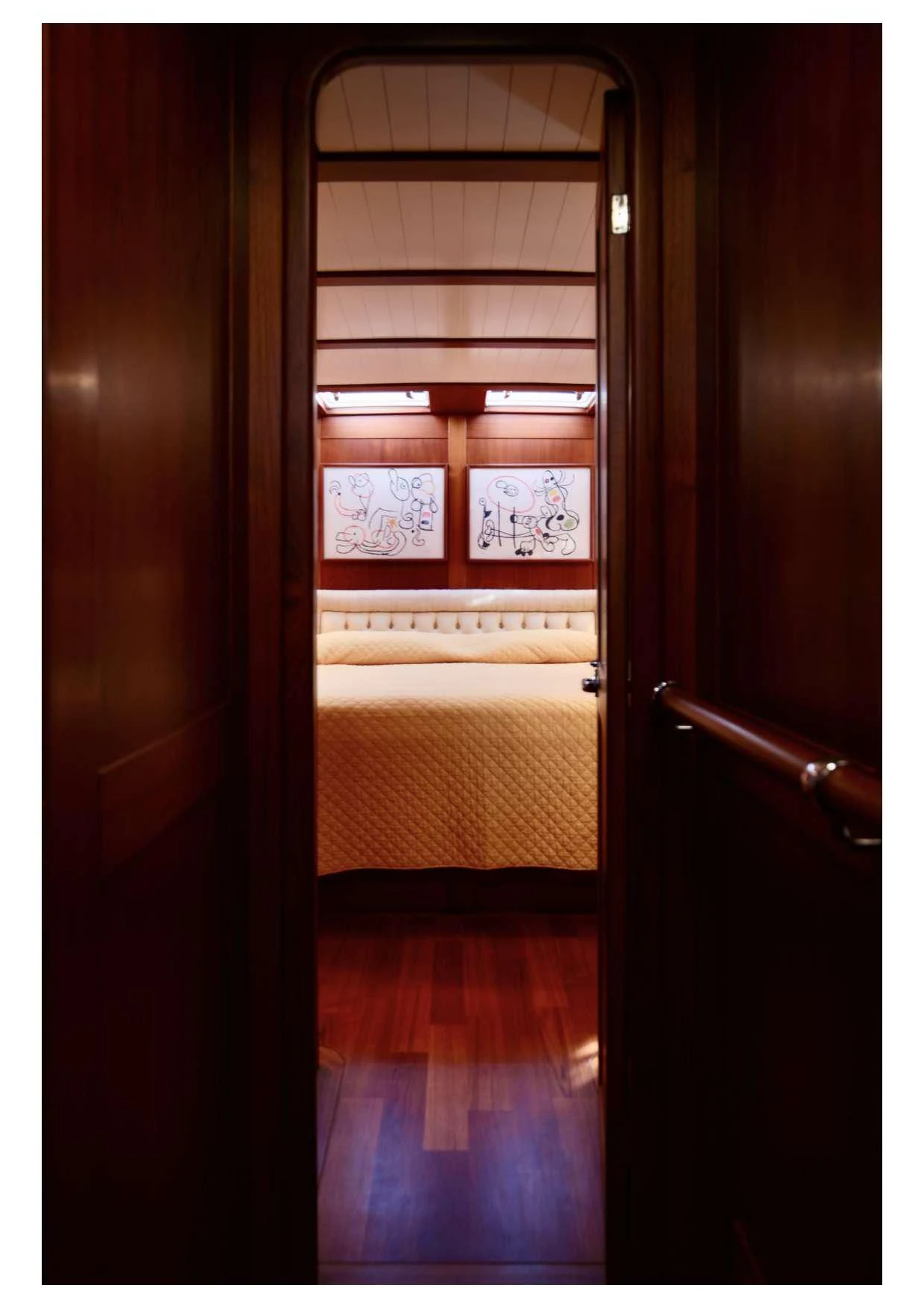 a window with a bed aboard MARELLA Yacht for Sale