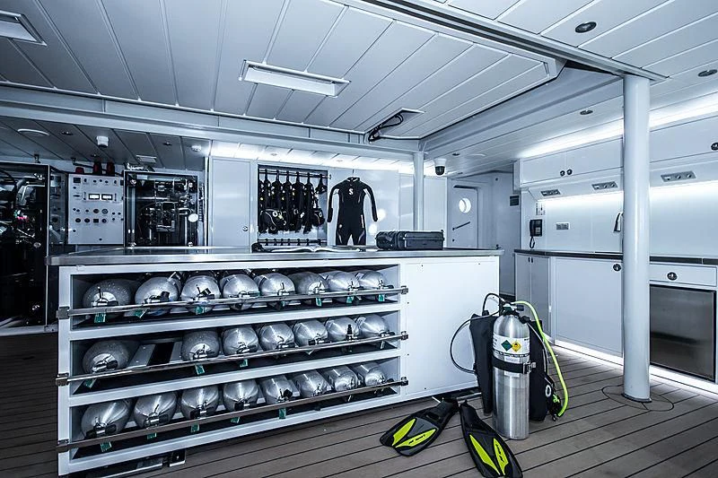 a large industrial machine aboard GAME CHANGER Yacht for Sale