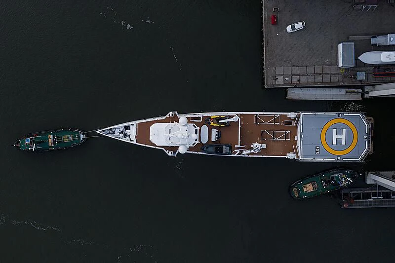 a model of a ship aboard GAME CHANGER Yacht for Sale