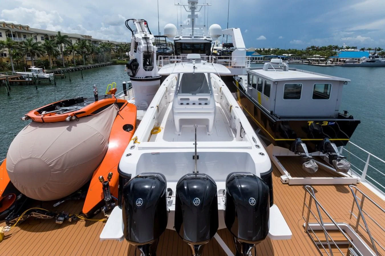 a boat on a dock aboard GAME CHANGER Yacht for Sale