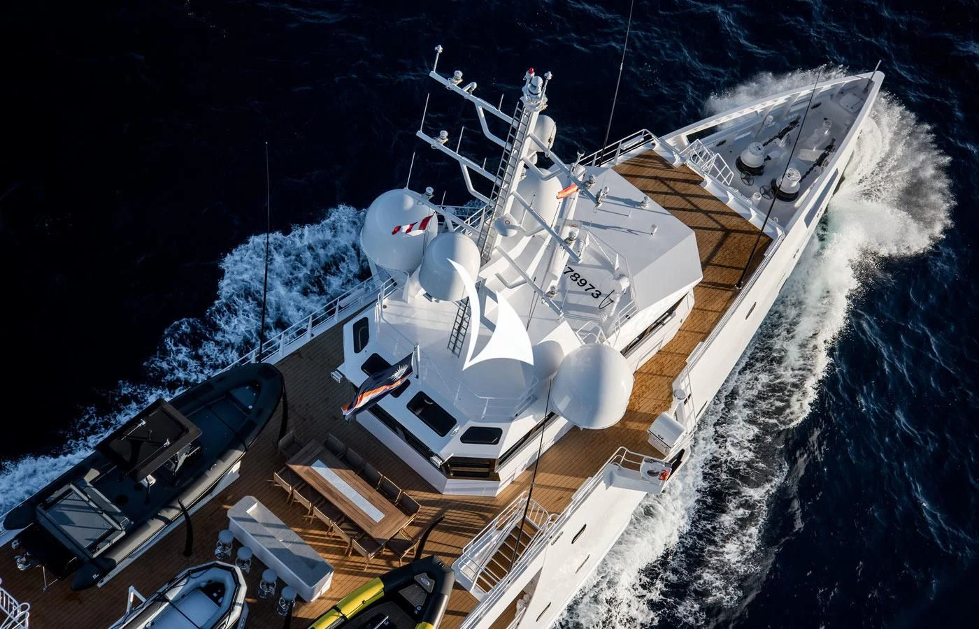 a space shuttle on a launch pad aboard GAME CHANGER Yacht for Sale